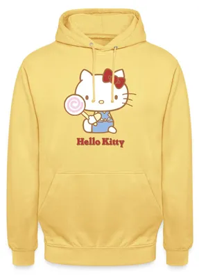Produktbild von Spreadshirt Hello Kitty Mit Lollipop Uni Hoodie, 3XL, Zitronengelb