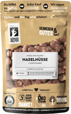 Produktbild von Haselnüsse, ganz, Haselnusskerne, geschälte Haselnüsse, 200g