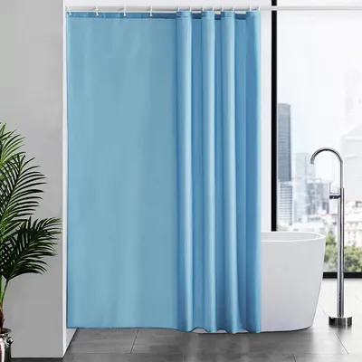Zdjęcie produktu dla Zasłona prysznicowa 180 x 210 cm Wodoodporna Antypleśniowa Jasnoniebieski Poliester 12 pierścieni do zawieszania