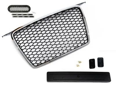 Kühlergrill Wabengrill Chrom Rahmen + Emblem Halter für Audi A3 8P 2005-2008 – Produktansicht