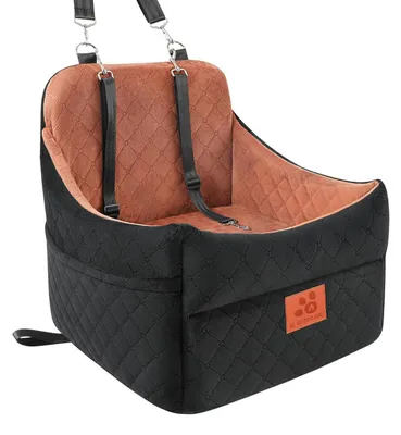 Immagine prodotto di Seggiolino per auto per cani, adatto a cani di piccola e media taglia, lavabile, fino a 16 kg, colore nero/marrone