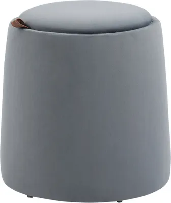 Immagine prodotto di HOMCOM 2-in-1 Ottoman Stool Poggiapiedi rotondo con spazio di archiviazione, coperchio rimovibile in look velluto Tavolino per soggiorno Camera da letto Grigio Ø44 cm x 47,5 cm