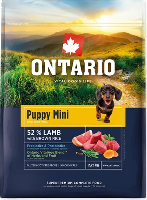 Imagen del producto de Alimento para cachorros Ontario, sabor cordero y arroz integral, 2,25 kg