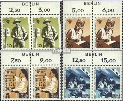 Produktbild von Briefmarken Berlin (West) 1969 Mi 342-345 Bogenzudruck (kompl.Ausg.) postfrisch Postkongreß