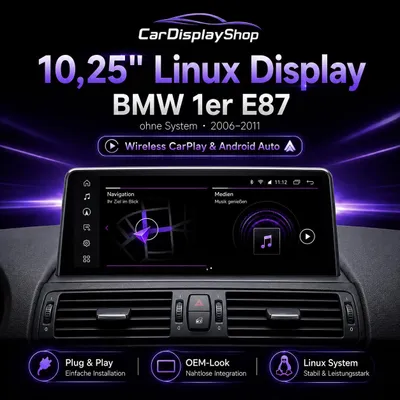 Produktbild von 10,25" Linux Display BMW 1er E87 E87无屏款 ohne System 2006–2011 CarPlay & Android Auto