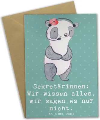 Produktbild von Mr. & Mrs. Panda Glückwunschkarte Sekretärin Geheimnisträgerin - Meeresbrise - Geschenk, Beruf, Assistenz, kreative Geschenke, Sekretärinnen: Wir wissen alles, Grußkarte