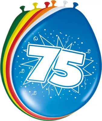 Produktbild von 8 Ballons Geburtstagskracher Zahl 75