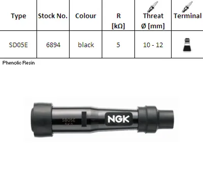Zdjęcie produktu dla NGK Fajka Świecy SD05E (kod. 6894) YBX