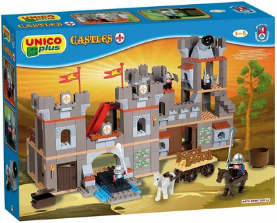 Produktbild von Unico Castello Medievale Bausteine, 352 Teile, 4 Ritter, 2 Pferde, Kanone