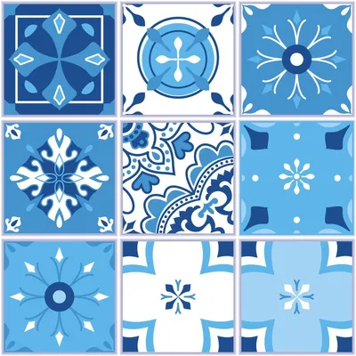 Productafbeelding van Wandstickers – Zelfklevende tegelstickers voor keuken en badkamer – 9 Sacha Azulejo tegelstickers – 9 stickers, 15 x 15 cm