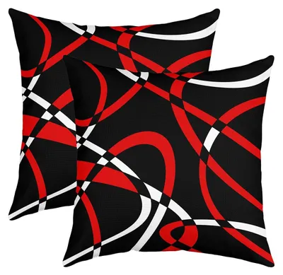 Kissenbezüge 2er-Set 45x45 cm geometrisch rot-schwarz-weiß Polyester