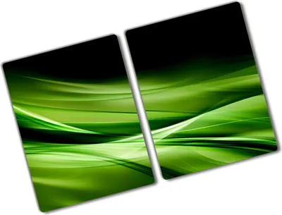 Produktbild von Tulup Glas Herdabdeckplatte - 2x40x52 cm - Glaskeramikkochfeld-Abdeckung Spritzschutz Glasabdeckplatte Kochplattenabdeckung und Schneidebrett - Zweiteilig - Kunst: modern & klassisch - Grüne Wellen - Grün
