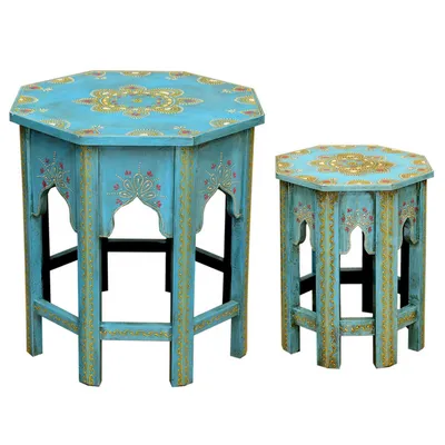 Produktbild von Orientalische Beistelltische Saada Blau 2er Set