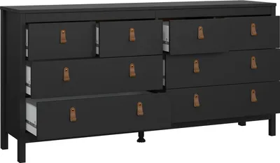 Immagine prodotto di Dmora Credenza Kovsova 38.4x159.6x79.7h cm Nero, 8 Cassetti Apertura Scorrevole