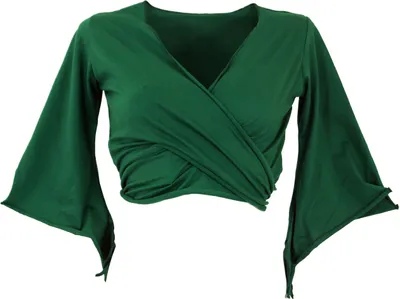 Produktbild von Elfen Top, Top Goa-chic, Wickeltop - Smaragdgrün, Damen, Baumwolle,Elasthan, Größe: M