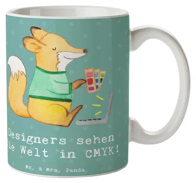 Produktbild von Mr. & Mrs. Panda Pott CMYK Designer - Meeresbrise - Geschenk, Berufe, Kreativität, Teetasse, Beruf, Design, Keramiktasse, Spruch, Becher, personalisierte Geschenke, Tasse