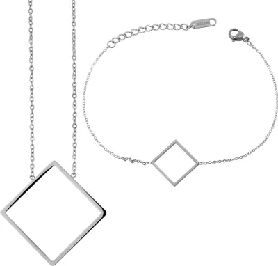 Produktbild von Akzent Edelstahlschmuckset aus Armband und Kette mit Anhänger