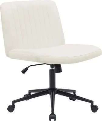 Zdjęcie produktu dla Krzesło biurowe - Ergonomiczne krzesło obrotowe - Regulacja wysokości i obrót o 360 stopni | Kolor: Kremowy | Materiał: Miękki