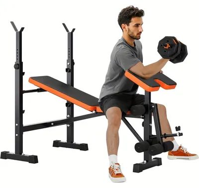Immagine prodotto di Panca per pesi – Panca per esercizi – Panca per fitness – Panca per allenamento – Panca per distensioni su panca – Regolabile – 6 in 1