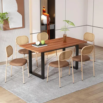 Immagine prodotto di Set di 6 poltrone da salotto - mobili da seduta in rattan di design, con gambe in metallo, color marrone