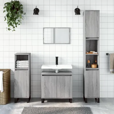Obrázek produktu pro vidaXL Koupelnová skříňka Grey Sonoma 30x30x190 cm Dřevěný materiál