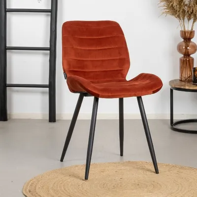 Image de Bronx71 Chaise de salle à manger en velours Toby moderne cuivre