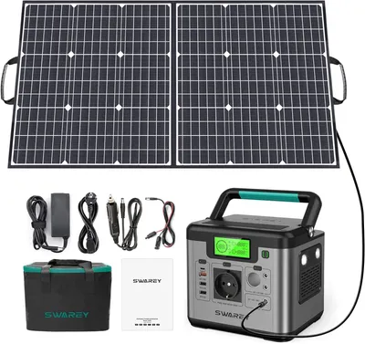 Produktbild von SWAREY S500 Pro Tragbare Power Station Powerstation 518Wh/144000mAh Solar Generator Solargenerator Akku Ladegerät Stromerzeuger Solarspeicher mit 100W Solarpanels Solaranlagen Solarladegerät Solarzelle Solarbox Powerbank
