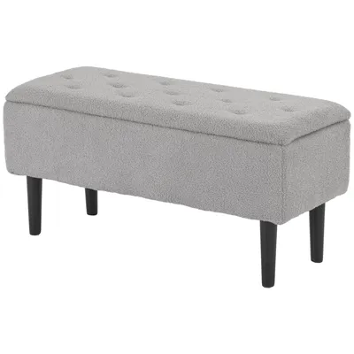 Produktbild von HOMCOM Sitzbank mit Stauraum, Bettbank, Polsterbank mit Klappdeckel, Samtoptik, Truhenbank, für Wohnzimmer, Schlafzimmer, Grau, 95 x 38 x 45 cm