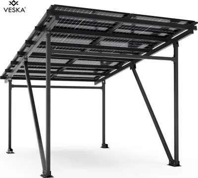 Produktbild von Solárny prístrešok 5250 Watt Bifacial Glass/Glass Modules PV Garáž Hliníkový solárny prístrešok 5,60 x 3,70m - 5,25KW - EcoPort 5000Bi - antracit