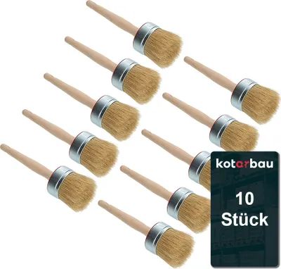 Produktbild von KOTARBAU® 10er Set Rundpinsel 60 mm Ringpinsel Lasurpinsel Lackierpinsel Malerpinsel Holzpinsel für Renovierungsarbeiten