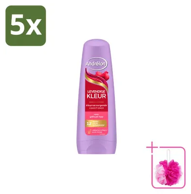 Immagine prodotto di 5 confezioni di balsamo Andrélon per capelli colorati, formato da 200 ml ciascuna, confezione