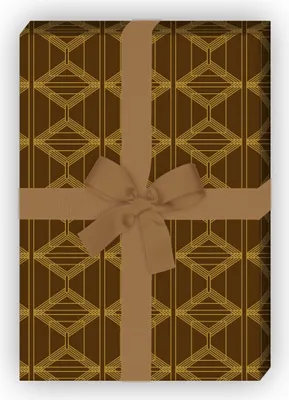Produktbild von Braun gemustertes Geschenkpapier mit geometrischem Muster - G12357, 32 x 48cm