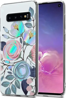 Produktbild von Cadorabo Hülle für Samsung Galaxy S10 4G Schutz Hülle mit Weiß TPU Etui Blumen Flower Cover Case