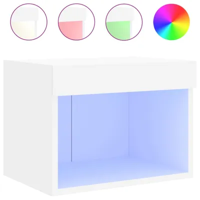 Image de vidaXL Table de nuit murale avec lampes LED blanc