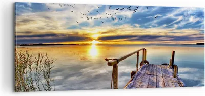 Produktbild von Bild auf Leinwand - Leinwandbild - See Brücke - 100x40cm - Wand Bild - Wanddeko - Wandbilder - Leinwanddruck - Bilder - Kunstdruck - Wanddekoration - Leinwand bilder - Wandkunst - AB100x40-3963