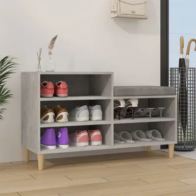 Produktbild von vidaXL Schuhregal Betongrau 102x36x60 cm Holzwerkstoff - Schuhregal - Schuhregale - Schuhschrank - Schuhaufbewahrung