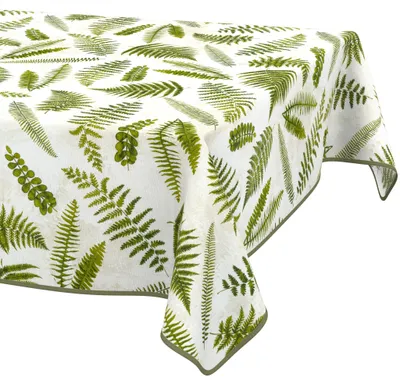 Produktbild von Tischdecke 120x180cm Rechteckig Grün abwaschbar Baumwolloptik Farn Grün wetterfest Gartentischdecke mit Saumkante
