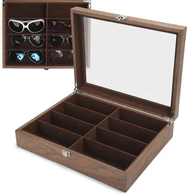 Produktbild von Famanu Aufbewahrungsbox für 8 Sonnenbrillen - Holzdisplaybox mit 8 Fächern