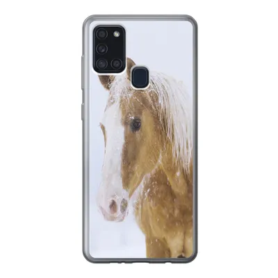 Produktbild von MuchoWow® Handyhülle Schutzhülle Hülle für Samsung Galaxy A21s Pferd - Schnee - Winter Silikon Softcase Handy Hülle - Hartschale