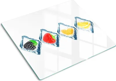 Imagen del producto de Cubierta para placa de cocina – Cubierta para placa de inducción – Placa de vidrio protectora – 60x52 cm – Placas de vidrio protectoras para cocina – Vidrio templado – Trozos de fruta