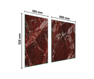 Produktbild von Herdabdeckplatten 2 teilig 90x52 Glaskeramikkochfeld Abdeckung Glas Schneidebrett Marmor Rot