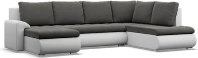 Produktbild von U-Sofa mit Schlaffunktion Foresta, Ottomane, Dunkelgrau + Weiß