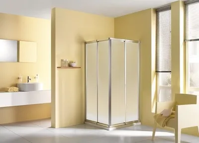 Produktbild von Eckeinstieg Schiebetür 4-teilig Breuer Fara 4 80-90 cm Höhe 185 cm Kunstglas Perle Profilfarbe silber matt