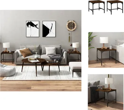 Produktbild von vidaXL Beistelltische 2 Stk. Räuchereiche 40x40x35 cm Holzwerkstoff - Couchtische