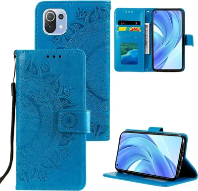 Zdjęcie produktu dla Pokrowiec König Design kompatybilny z etui na telefon komórkowy Xiaomi Mi 11 Lite ze skóry syntetycznej - Niebieskie etui na telefon komórkowy