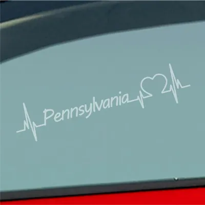 Produktbild von Auto Aufkleber Pennsylvania Herz Herzschlag 19x4 cm Milchglas Sticker Heckscheibenaufkleber