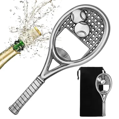 Tennisracket-Flaschenöffner aus Zinklegierung, silber