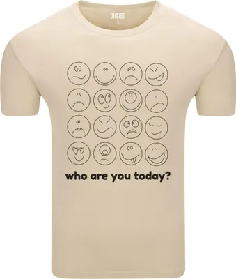 Immagine prodotto di T-shirt da uomo Diarbo con stampa divertente Chi sei oggi? Beige taglia XL