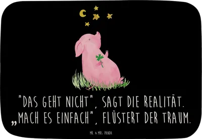 Produktbild von Mr. & Mrs. Panda Badezimmer Matte Schwein Glück - Schwarz - Geschenk, Träume, Bad Fußmatte, duschmatte, Badteppich, Badezimmerteppich, Motivation, Ziele, Sterne