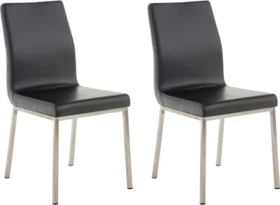 Produktbild von 2-teiliges Set Esszimmerstühle aus Edelstahl – Designerstühle – bequeme Sitzfläche. Farbe: Schwarz